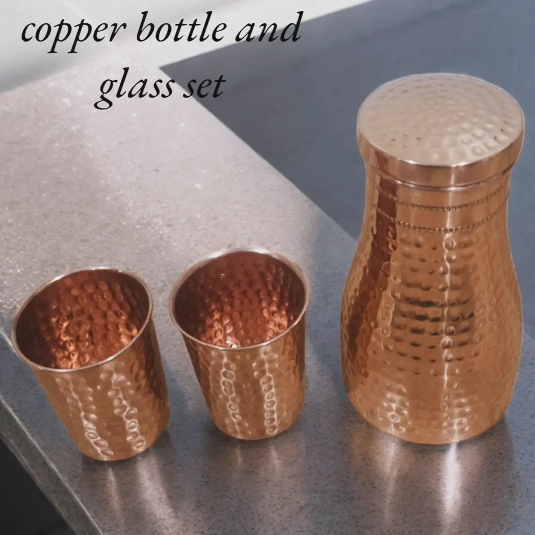 Copper Tumbler JAR SET 1000ML with 2 glasses