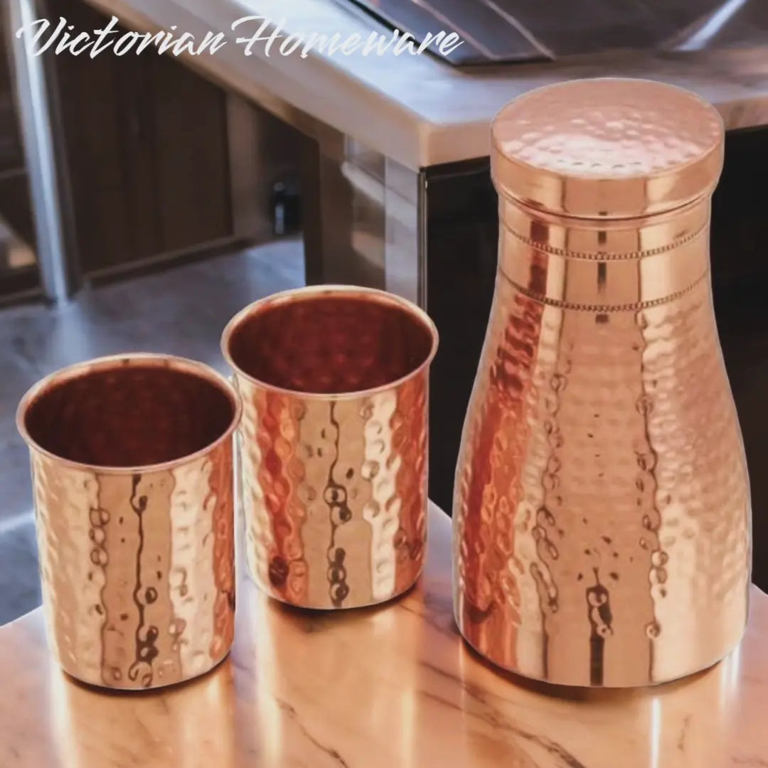 Copper Tumbler JAR SET 1000ML with 2 glasses