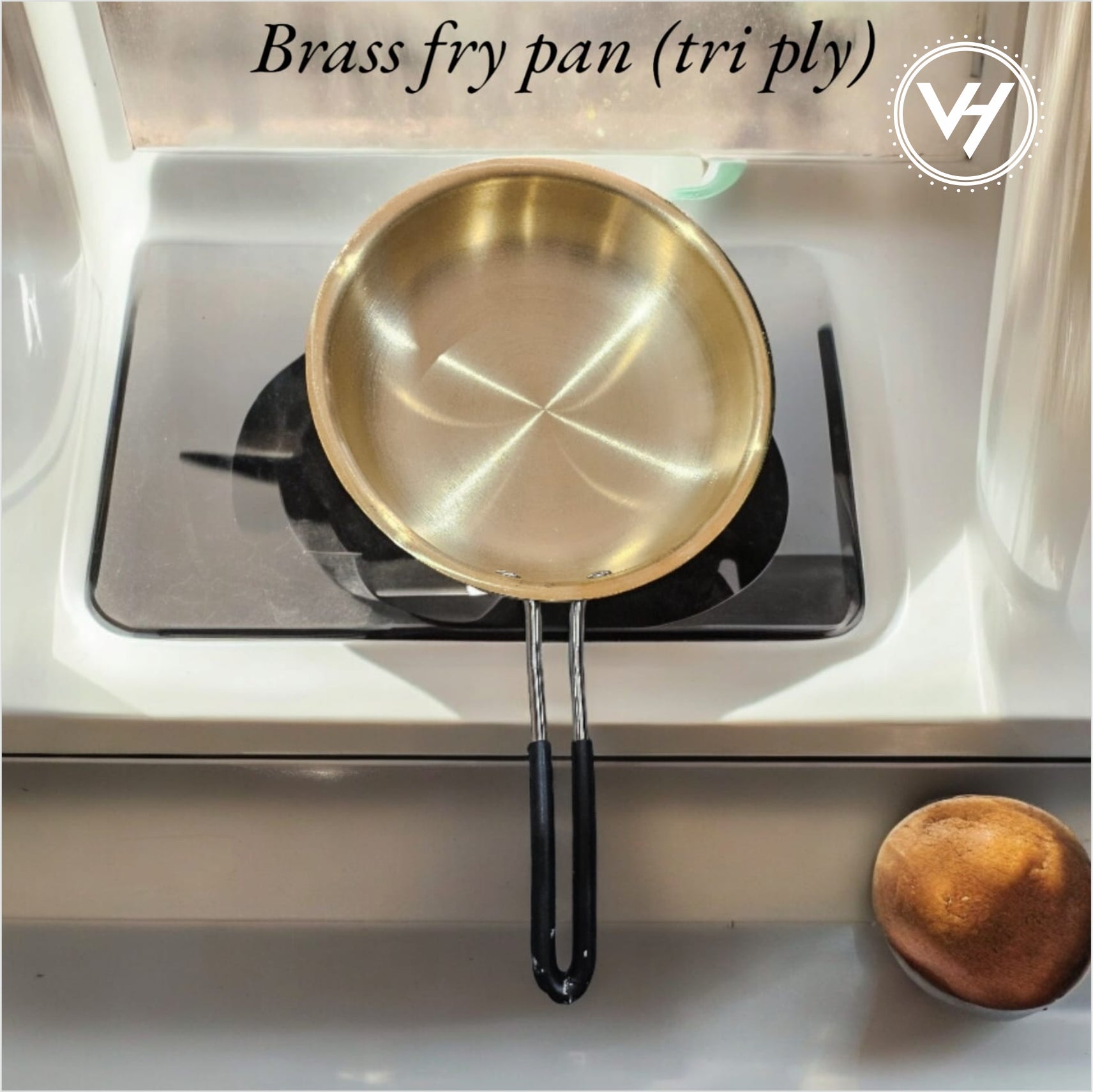 24 CM Brass Fry Pan (Triply) with lid with lid