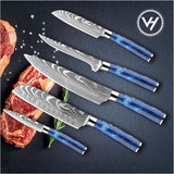 5 PCS of Stainless Steel Knife Set ( 5 CR 15 Stainless steel) Damascus laser pattern High Quality