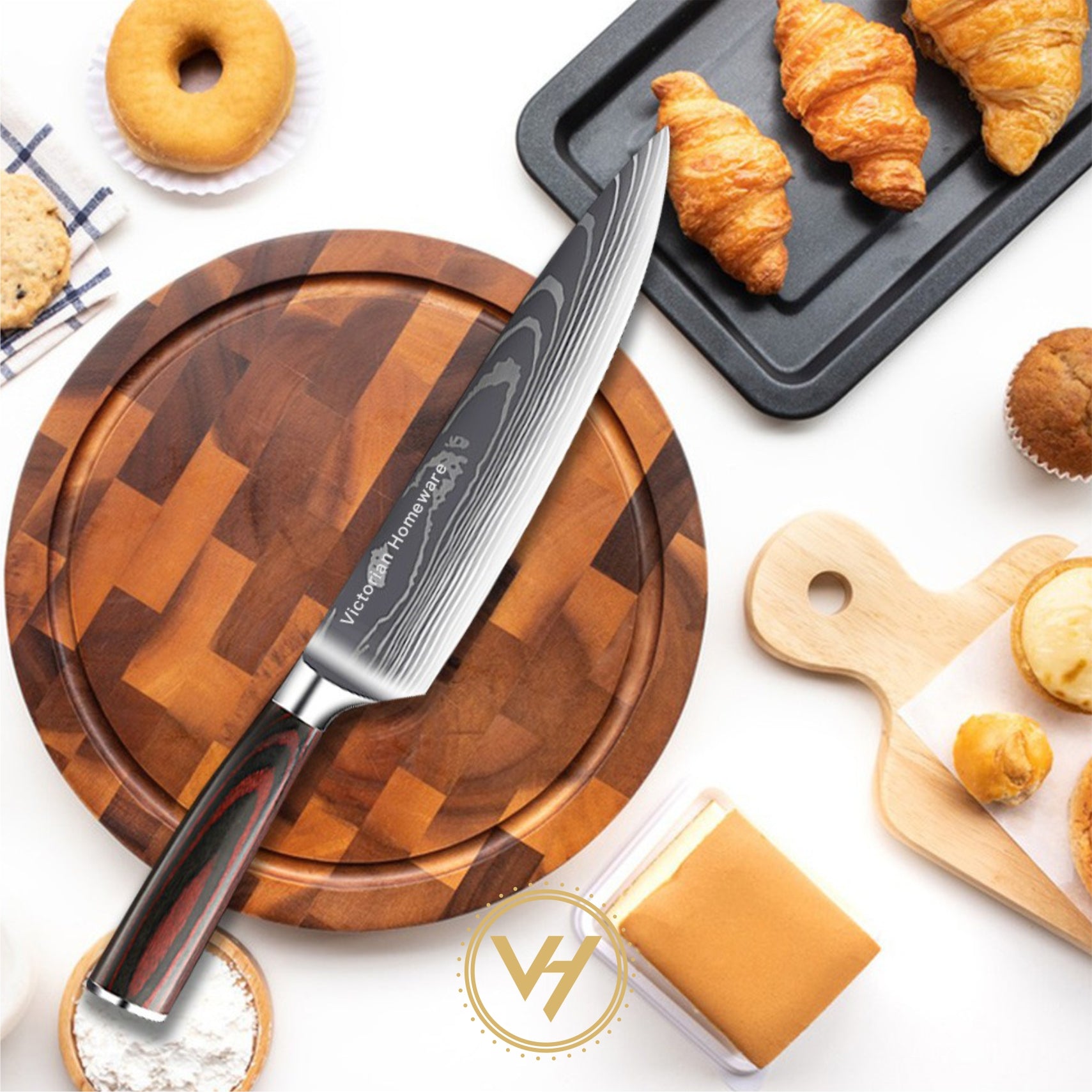 8 Inch Knife and Bamboo Cutting Board - BUNDLE