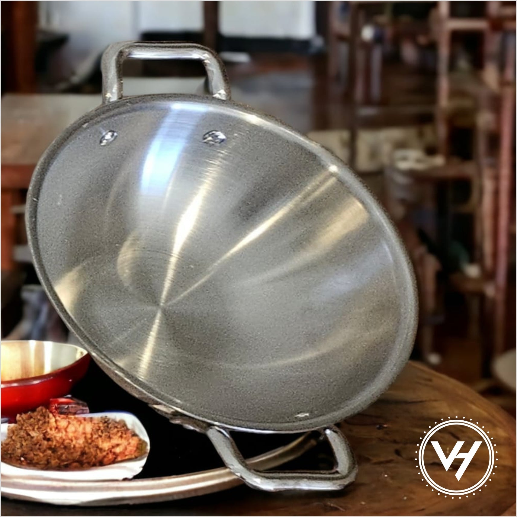 28 CM Premium Triply Stainless Steel Wok Non Stick with Lid