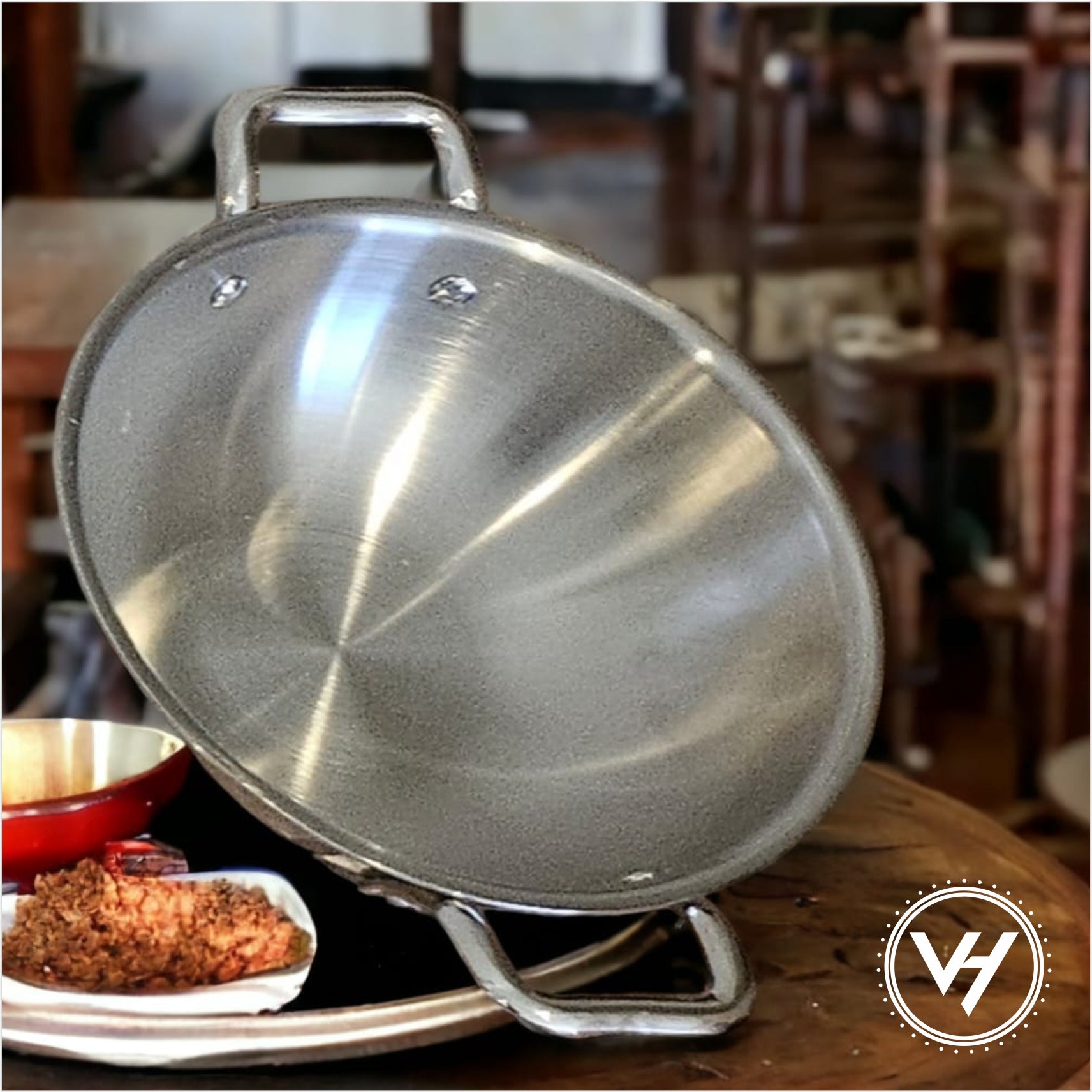 34 CMs Premium Triply Stainless Steel Wok Non Stick with Lid