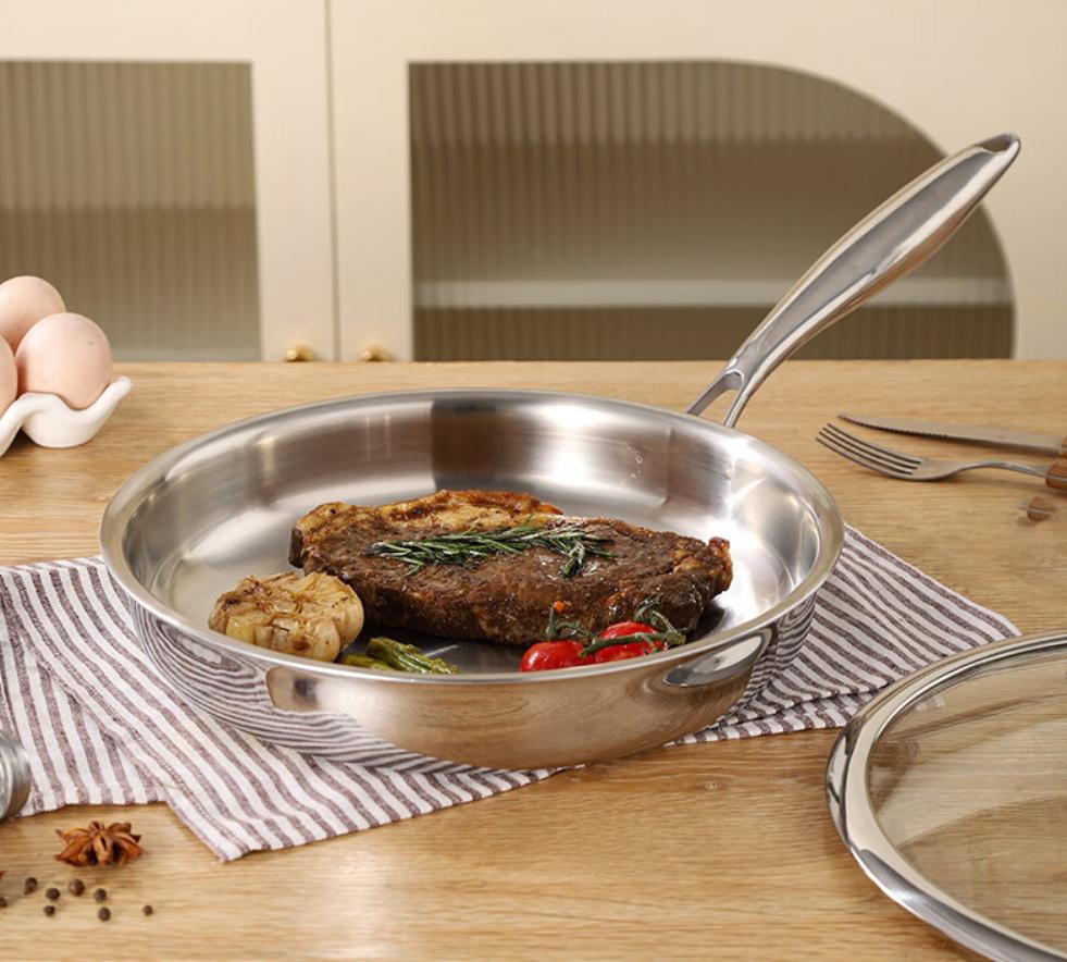 28CM Frypan 18/10 Try-ply Stainless steel with Glass Lid